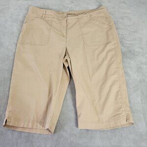Croft Barrow Womens Shorts 16 Plus Bermuda Beige Natural Fit Zip Fly C21E